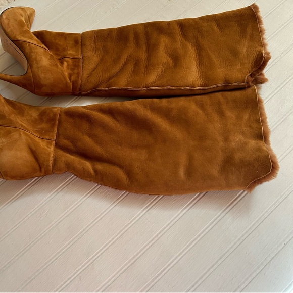 Alexandre Birman ~Cognac Suede Knee-High Shearling Trimmed Convertible Boots 37 - Picture 8 of 16